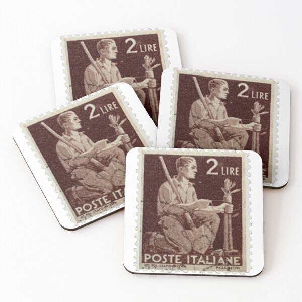 Item preview, Italy Brown Republica 2 Lire Vintage Postage Stamp designed and sold by red-amber65.