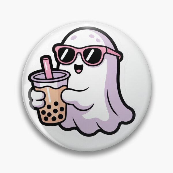 Item preview, Cute Spooky Ghost Drinking holding a bubble tea - Pastel Goth Sticker designed and sold by Mysepdesign.
