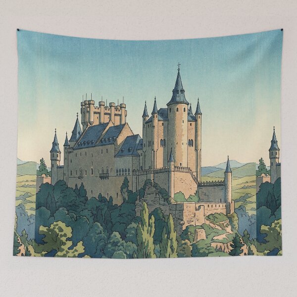 Item preview, The Alcazar of Segovia Japanese Woodblock Print designed and sold by Takeda-art.
