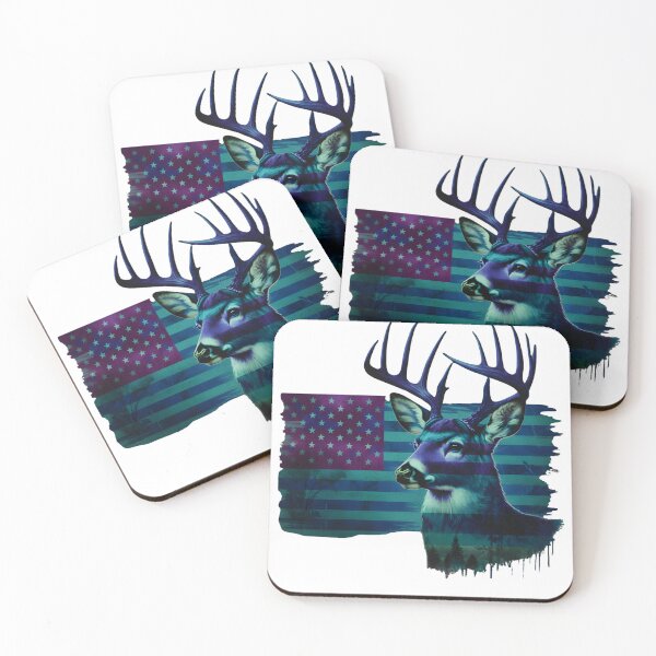 Item preview, American Flag With Deer Head, Whitetail buck head graphic design, Deer American Flag, Patriotic Hunting, Hunting Season designed and sold by DesignDenDo ⭐⭐⭐⭐⭐.