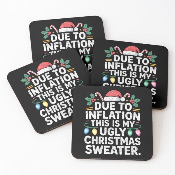 Item preview, Due To Inflation Ugly Christmas Sweater Funny Design designed and sold by FreshVibe Prints.