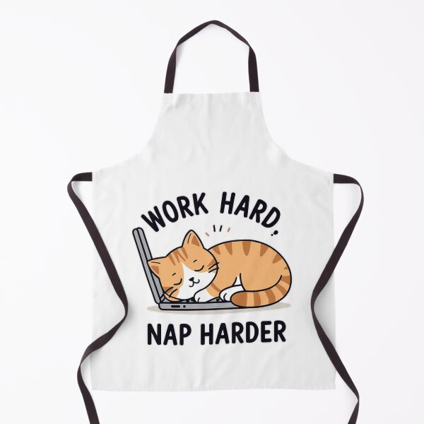 Item preview, Cute Sleeping Cat – Work Hard Nap Harder Funny Laptop Meme designed and sold by Kavya Art.