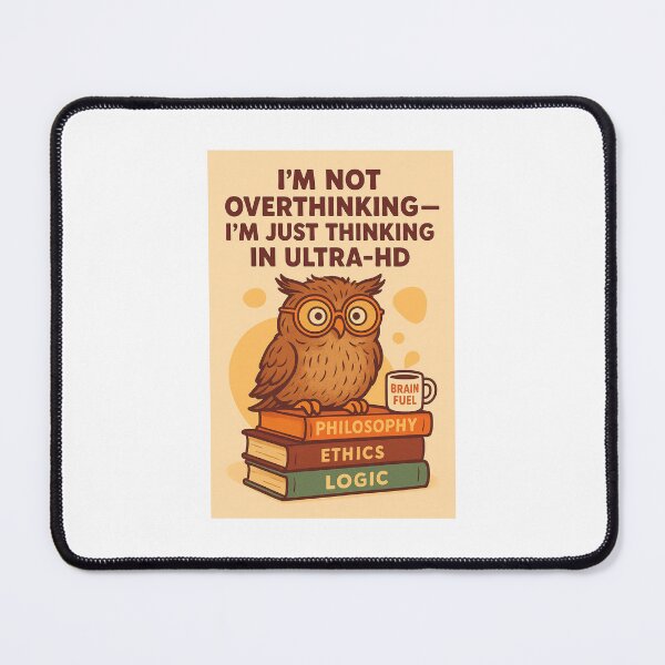 Item preview, Ultra-HD Thinker Owl – Funny Wisdom Quote | Retro Glasses Overthinking Humor designed and sold by WhimsyByPaul.redbubble.com.