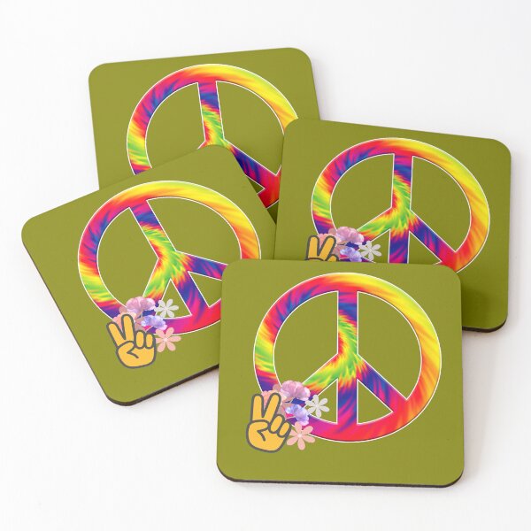 Item preview, Tie Dye Peace Sign Rainbow - Retro Hippie 70s Flower Power Gift Olive designed and sold by Extremeallie.