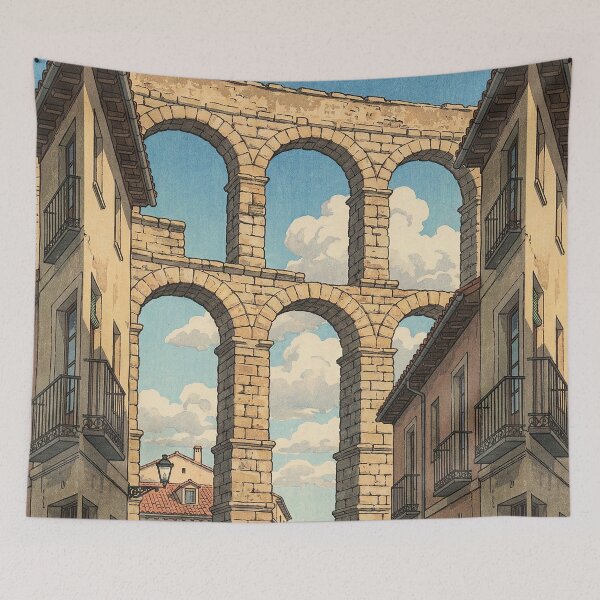 Item preview, Aqueduct of Segovia Japanese Woodblock Print designed and sold by Takeda-art.