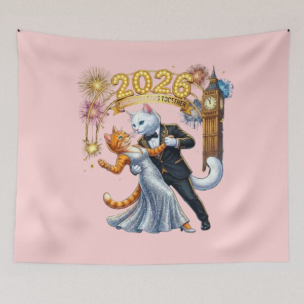 Item preview, New Year's Eve Cat Couple Dancing | Romantic 2026 Celebration designed and sold by E-SarnEdge.