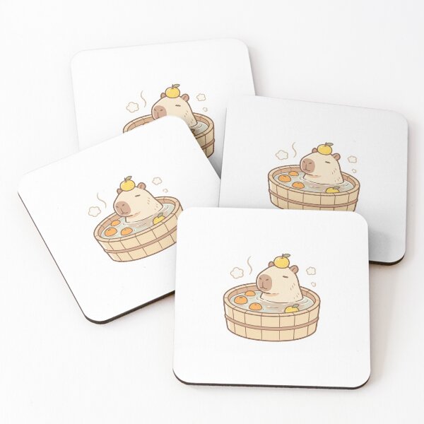 Item preview, Relaxed Capybara Yuzu Bath Japanese Onsen Sticker designed and sold by benmon2006.