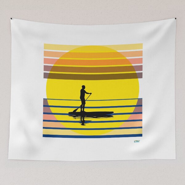 Item preview, Solo paddleboard at sunset: Retro Sports Design designed and sold by SlanTee.