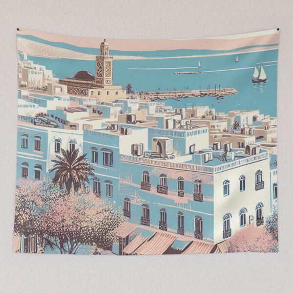 Item preview, Serene Hammamet – Edo-Style Ukiyo-e Tunisian Coastal Landscape designed and sold by Vandy Fullam.