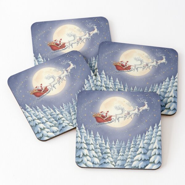 Item preview, Santa’s Starlit Flight Over the Snowy Pines designed and sold by Dream Bloom Gallery.