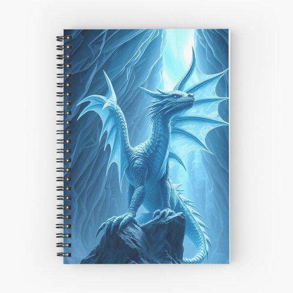 Item preview, Crystal Ice Dragon in Frozen Lair - Fantasy Dragon Art Print designed and sold by PunchDrop.