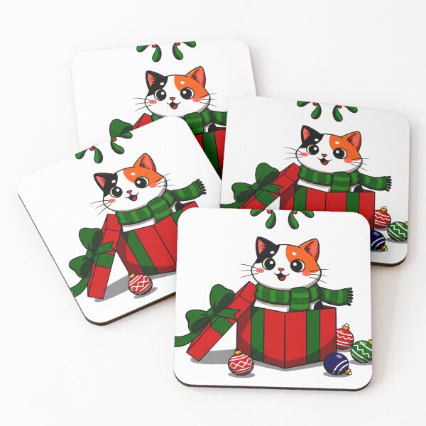 Item preview, Calico Cat in Gift Box – “Merry X’mas” Whimsical Holiday Greeting Design designed and sold by meesub.