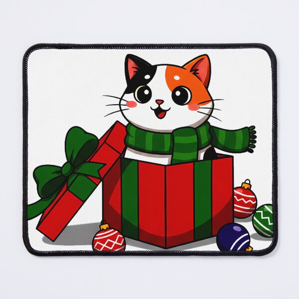 Item preview, Calico Cat in Gift Box – “Merry X’mas” Whimsical Holiday Greeting Design designed and sold by meesub.