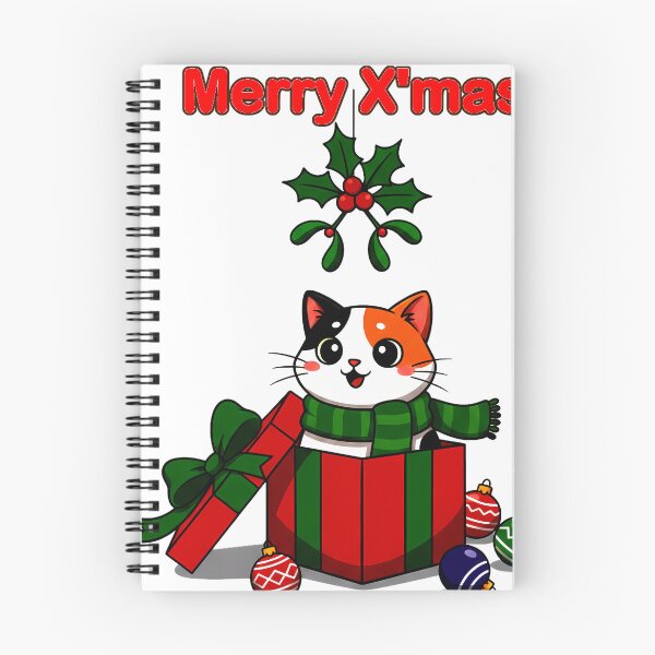 Item preview, Calico Cat in Gift Box – “Merry X’mas” Whimsical Holiday Greeting Design designed and sold by meesub.