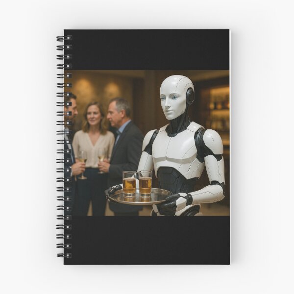 Item preview, “Service Bot On Call – Robot Waiter at a Social Lounge” designed and sold by TheWonkyEaselCo.