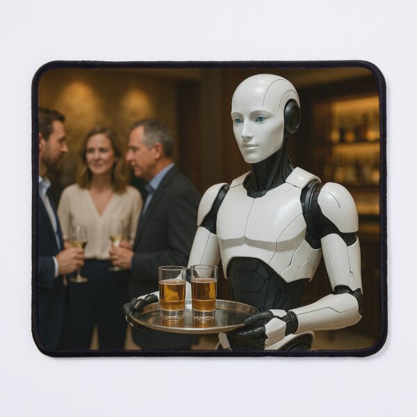Item preview, “Service Bot On Call – Robot Waiter at a Social Lounge” designed and sold by TheWonkyEaselCo.