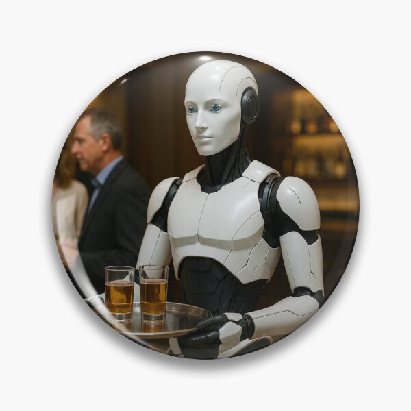 Item preview, “Service Bot On Call – Robot Waiter at a Social Lounge” designed and sold by TheWonkyEaselCo.