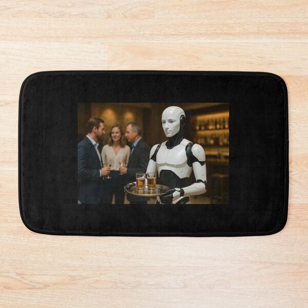 Item preview, “Service Bot On Call – Robot Waiter at a Social Lounge” designed and sold by TheWonkyEaselCo.