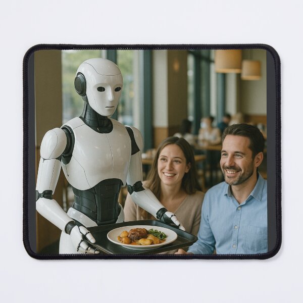 Item preview, Humanoid Robot Serving Food in a Modern Restaurant designed and sold by TheWonkyEaselCo.
