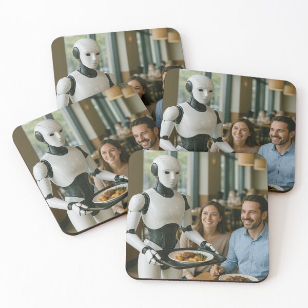Item preview, Humanoid Robot Serving Food in a Modern Restaurant designed and sold by TheWonkyEaselCo.