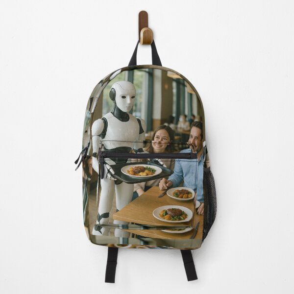 Item preview, Humanoid Robot Serving Food in a Modern Restaurant designed and sold by TheWonkyEaselCo.