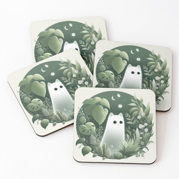 Item preview, Ghost Cat in Moonlit Botanical Garden designed and sold by BigBlueArt.