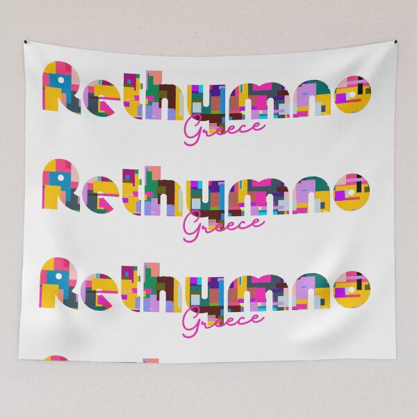 Item preview, Rethymno, Greece, Vibrant Abstract City Typography Art designed and sold by Wanderful-roads.