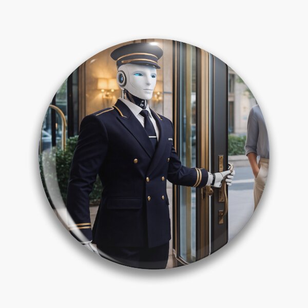 Item preview, "Welcome to the Future: Robot Hotel Doorman in Action" designed and sold by TheWonkyEaselCo.
