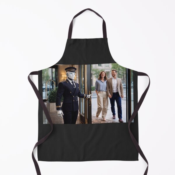 Item preview, "Welcome to the Future: Robot Hotel Doorman in Action" designed and sold by TheWonkyEaselCo.