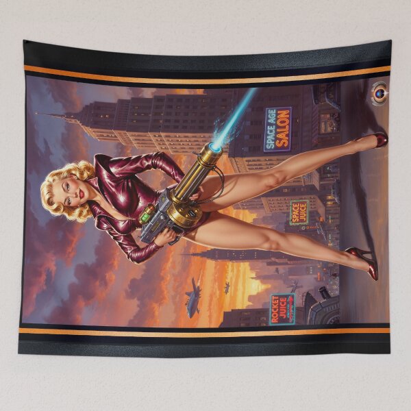 Item preview, Scylla Quinara Retro-Fusion Pinup Girl Portrait Striking AI Concept Art by Xzendor7 designed and sold by Xzendor7 Digital Art Creations.