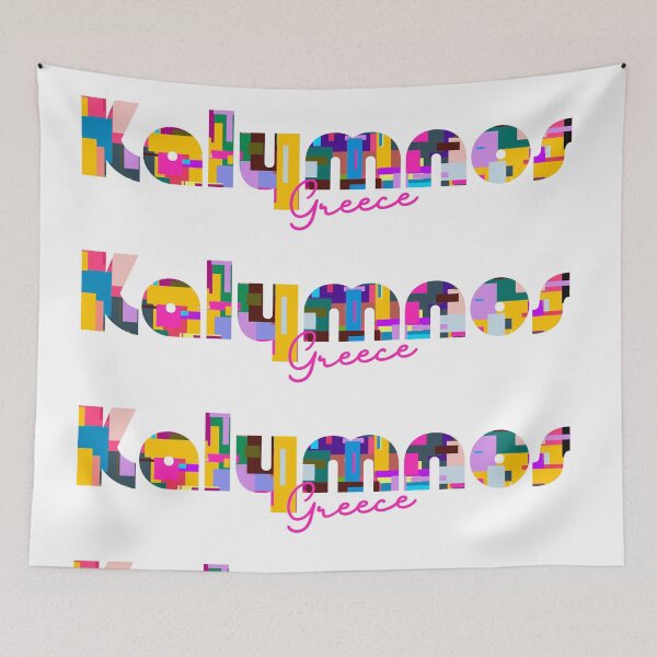 Item preview, Kalymnos, Greece, Vibrant Abstract City Typography Art designed and sold by Wanderful-roads.