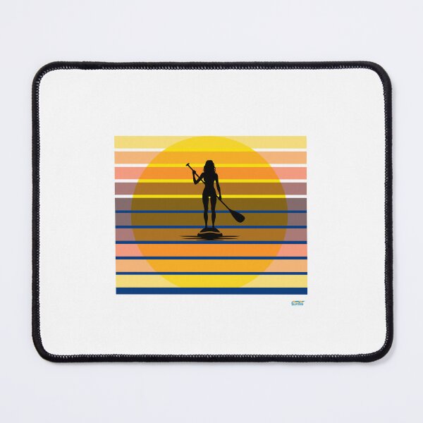 Item preview, Solo female paddleboarder at sunset: Retro Sports Design designed and sold by SlanTee.