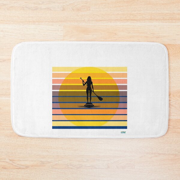 Item preview, Solo female paddleboarder at sunset: Retro Sports Design designed and sold by SlanTee.