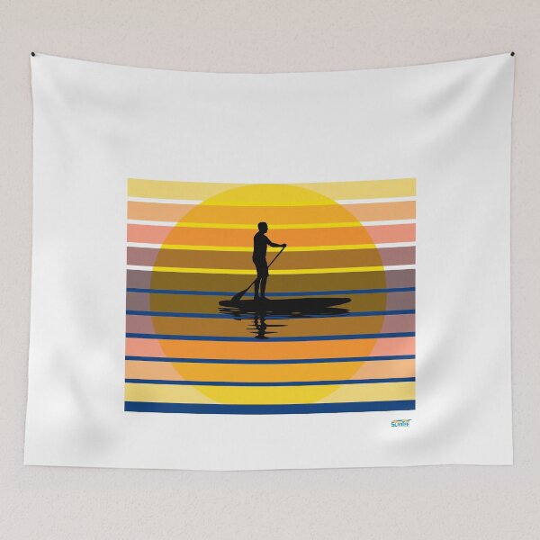 Item preview, Man paddleboarding at sunset: Retro Sports Design designed and sold by SlanTee.