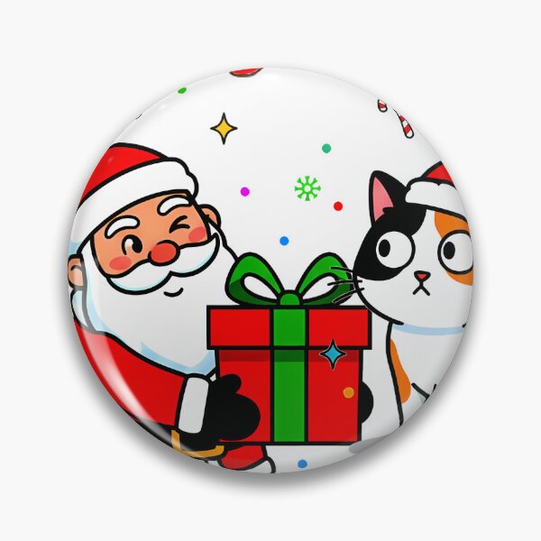 Item preview, Santa Giving Gift to Calico Cat – “Merry X’mas” Whimsical Holiday Design designed and sold by meesub.