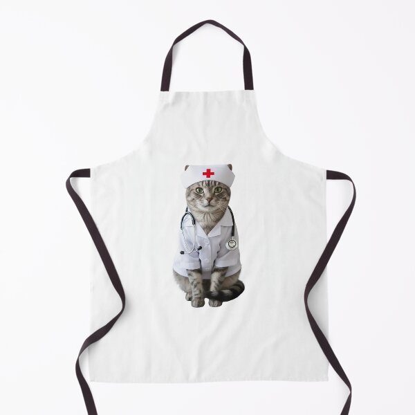 Item preview, Doctor cat wearing a doctor's coat, cap, and stethoscope designed and sold by PetPeter.