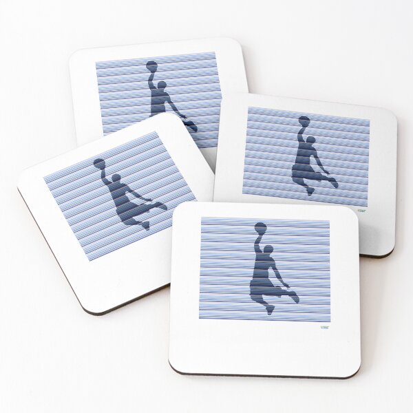 Item preview, SLAM DUNKING HOOPER T SHIRT with blue stripes: Retro abstract basketball shirt designed and sold by SlanTee.