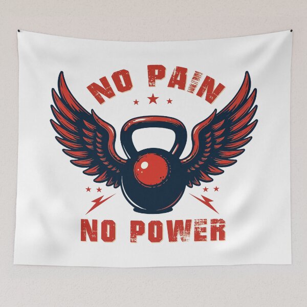 Item preview, NO PAIN NO POWER T-Shirt - Red Wings Kettlebell Functional Fitness Tee designed and sold by Design-Pro-21.