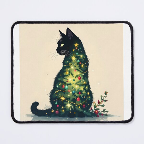 Item preview, Double Exposure Christmas Cat and Trees designed and sold by Shelley Loewnau-Jones Studio.