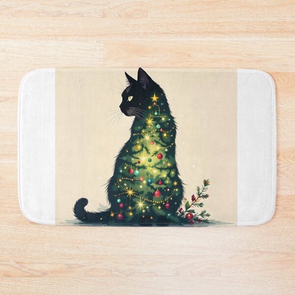 Item preview, Double Exposure Christmas Cat and Trees designed and sold by Shelley Loewnau-Jones Studio.