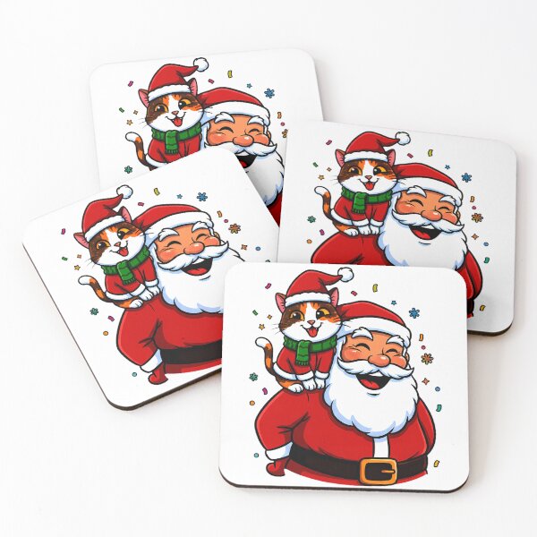 Item preview, Santa with Calico Cat on Shoulder – “Merry X’mas” Whimsical Holiday Design designed and sold by meesub.