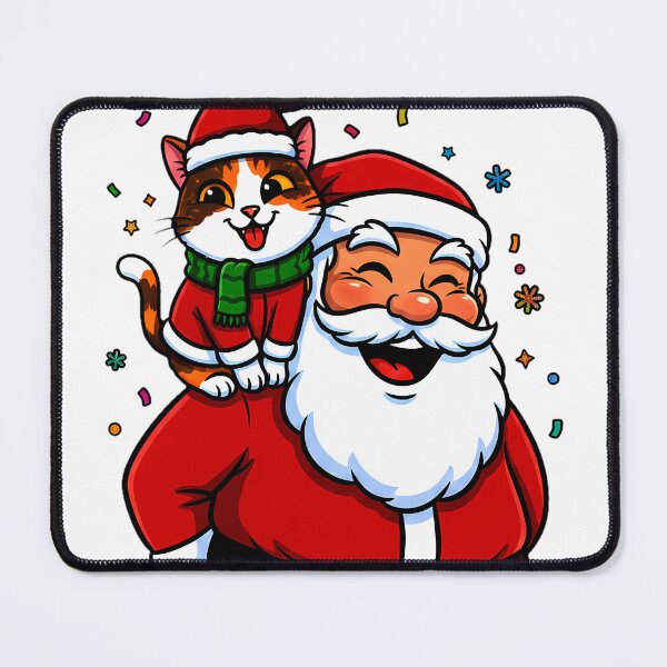 Item preview, Santa with Calico Cat on Shoulder – “Merry X’mas” Whimsical Holiday Design designed and sold by meesub.