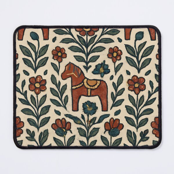 Item preview, Swedish Dalecarlian Tapestry – Dala Horse Flower Pattern designed and sold by Artsy-With.