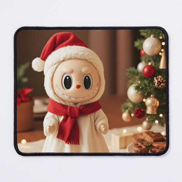 Item preview, Vintage Christmas Labubu – Santa Hat Red Scarf Holiday Tree designed and sold by EmeraldeaDesign.