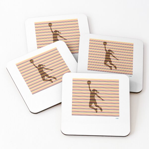 Item preview, HOOPER GIRL Layup with red stripes: Retro abstract basketball shirt designed and sold by SlanTee.