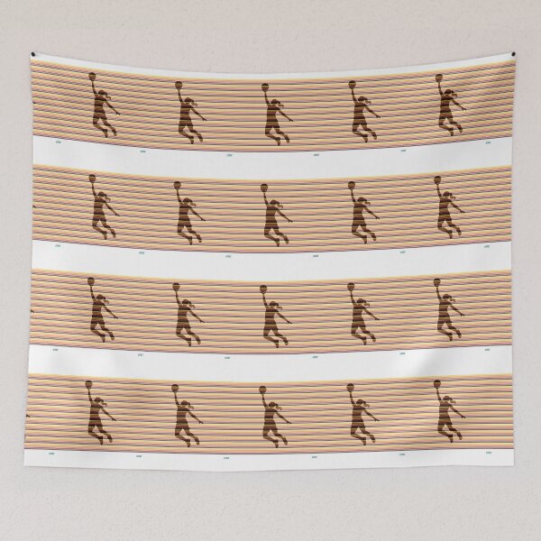 Item preview, HOOPER GIRL Layup with red stripes: Retro abstract basketball shirt designed and sold by SlanTee.