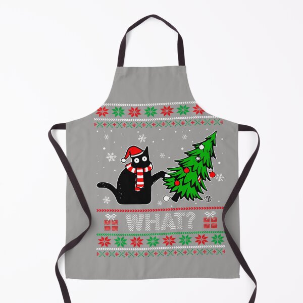 Item preview, What Funny Black Cat Santa Hat Pushing Christmas Tree Ugly designed and sold by ArleneRowe.