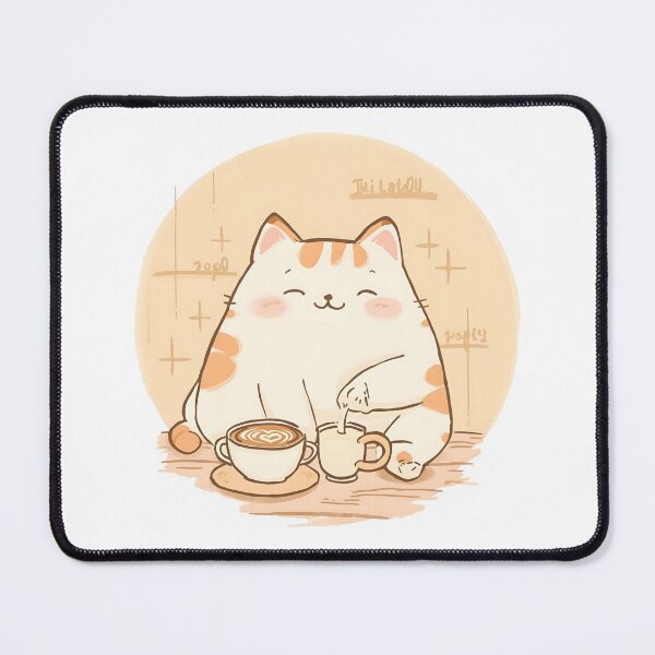 Item preview, Cute Chubby Cat Pouring Milk Into Coffee Clumsily – Cozy Café Aesthetic Illustration | Slow Day Friends designed and sold by SlowDayFriends.