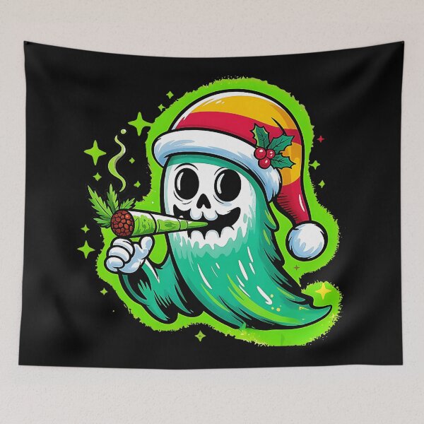 Item preview, Ghost Santa Hat Smoking Stoner Weed 420 Cannabis Christmas  designed and sold by WayTBeenkenArt.