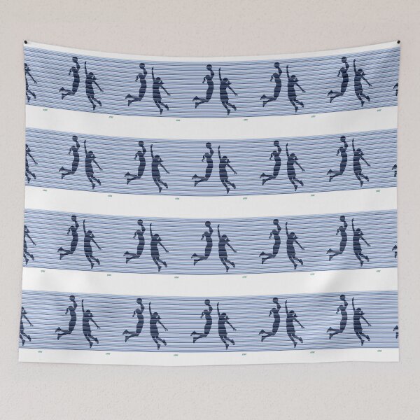 Item preview, HOOPER GIRLS attack and defence. Blue stripes: Retro abstract basketball shirt designed and sold by SlanTee.